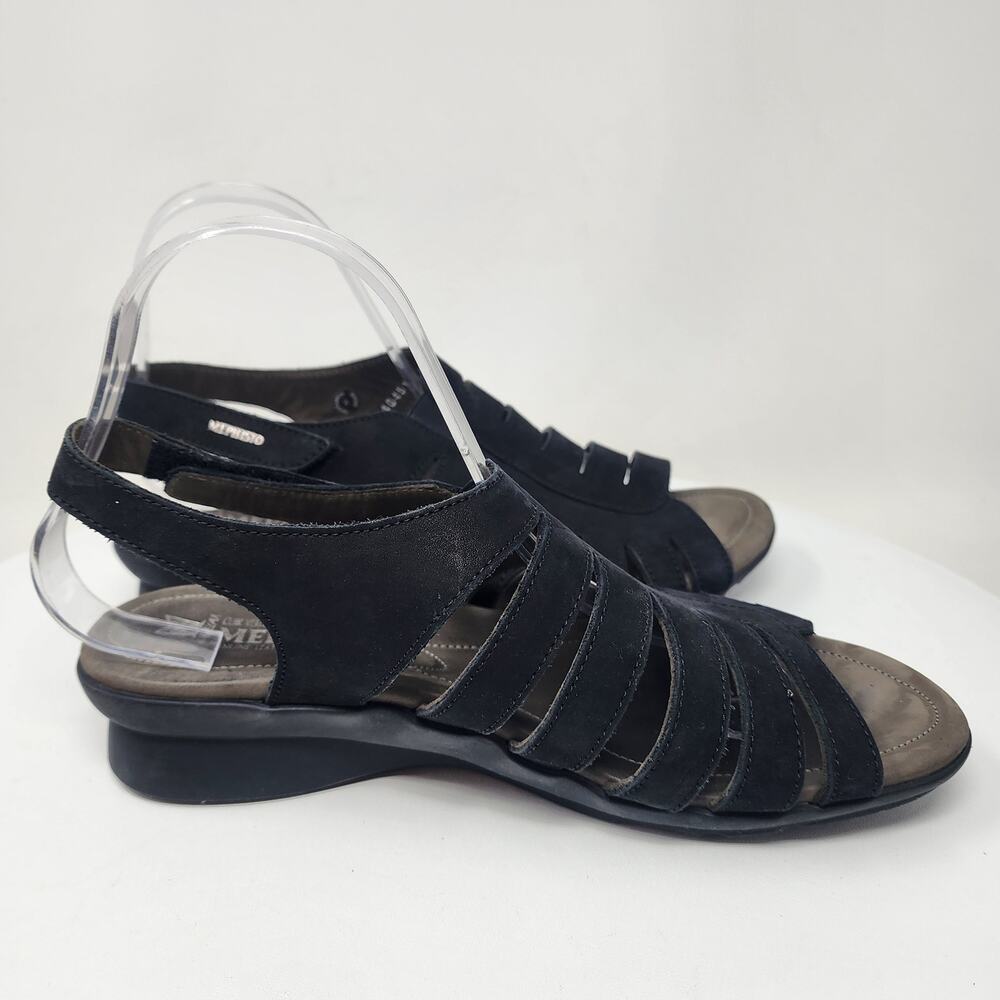 Mephisto Praline Air-Relax Sandal EU40/US10 Black Nubuck Leather Strappy Shoes - Picture 8 of 14